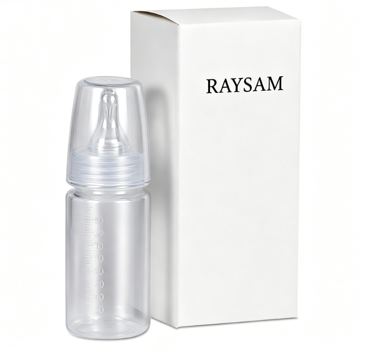 RAYSAM Clear Standard Baby Bottle, Lightweight Newborn Feeding Bottle with Scale Mark, Anti-Colic Slow Flow Nipple for Infants