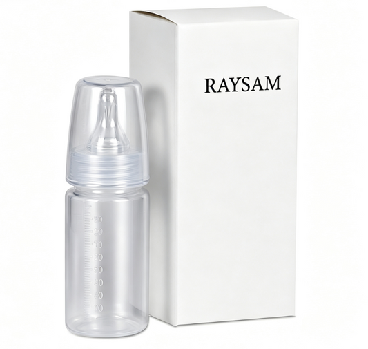 RAYSAM Clear Standard Baby Bottle, Lightweight Newborn Feeding Bottle with Scale Mark, Anti-Colic Slow Flow Nipple for Infants