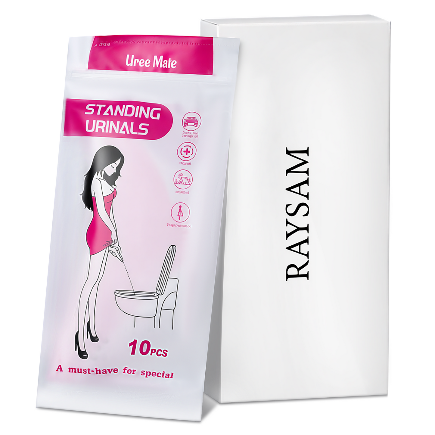 RAYSAM Portable Female Urinal - Disposable Standing Urinal for Women, 10 Pack